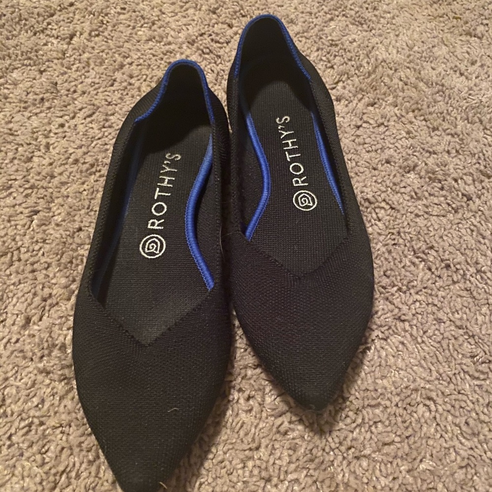 Rothy Black Pointed Toe Flats